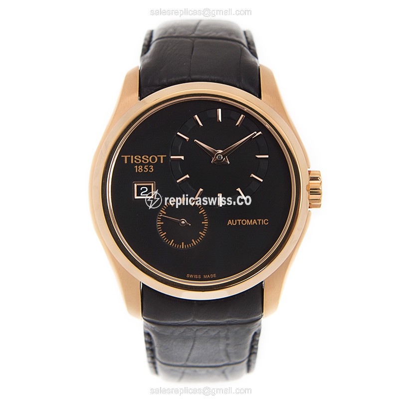 Tissot T-CLASSIC Replica - Automatic - Steel Case - Black Dial - Leather Strap - View 2