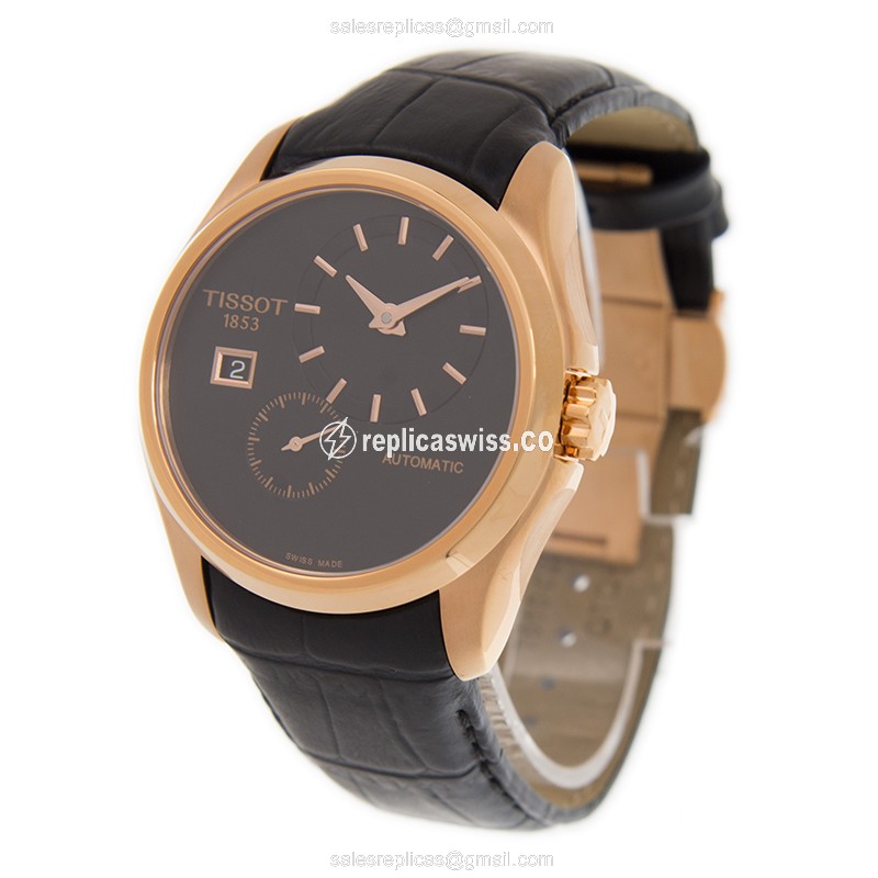 Tissot T-CLASSIC Replica - Automatic - Steel Case - Black Dial - Leather Strap - View 3