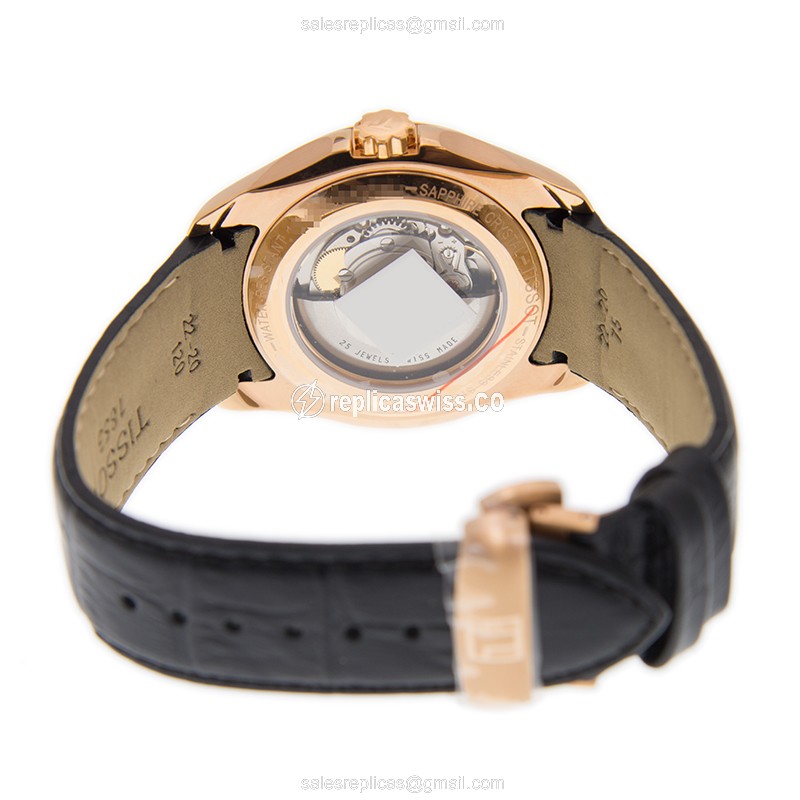 Tissot T-CLASSIC Replica - Automatic - Steel Case - Black Dial - Leather Strap - View 4