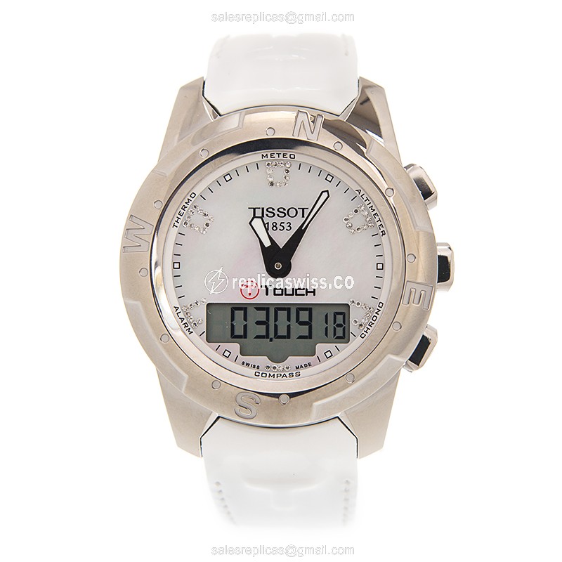 Tissot Touch Collection Quartz - Titanium Case - White Dial - Leather Strap - View 2