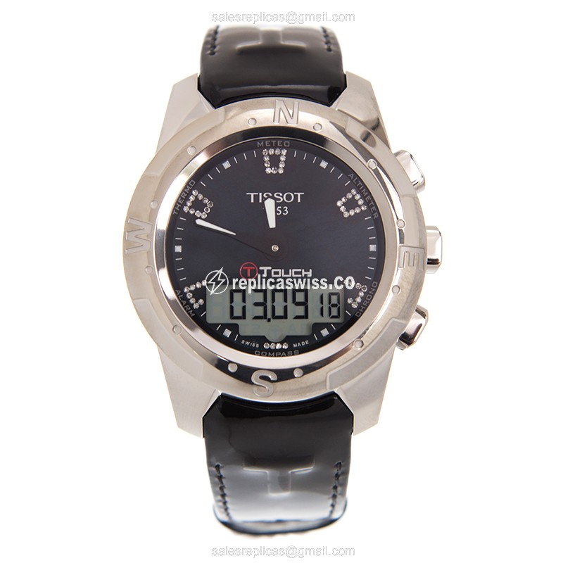Tissot T047.220.46.126.00 Replica - Quartz - Titanium Case - Blue Dial - Black Leather Strap - View 2