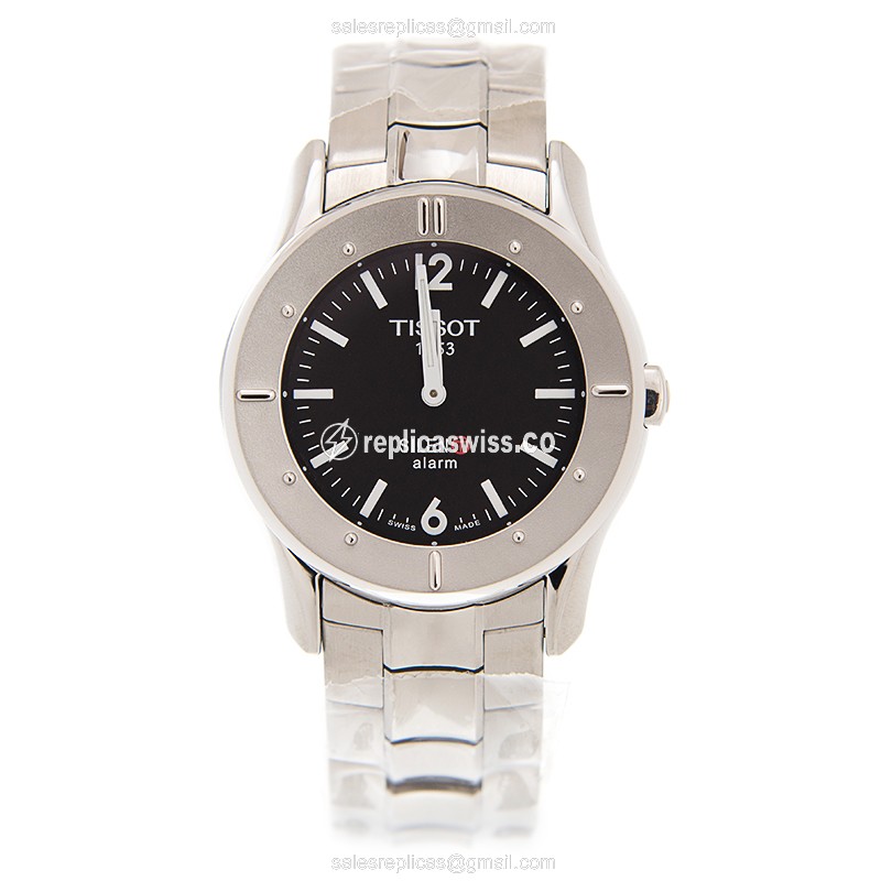 Tissot T40.1.486.51 Replica - Quartz - Steel Case - Black Dial - Silver Steel Strap - View 2