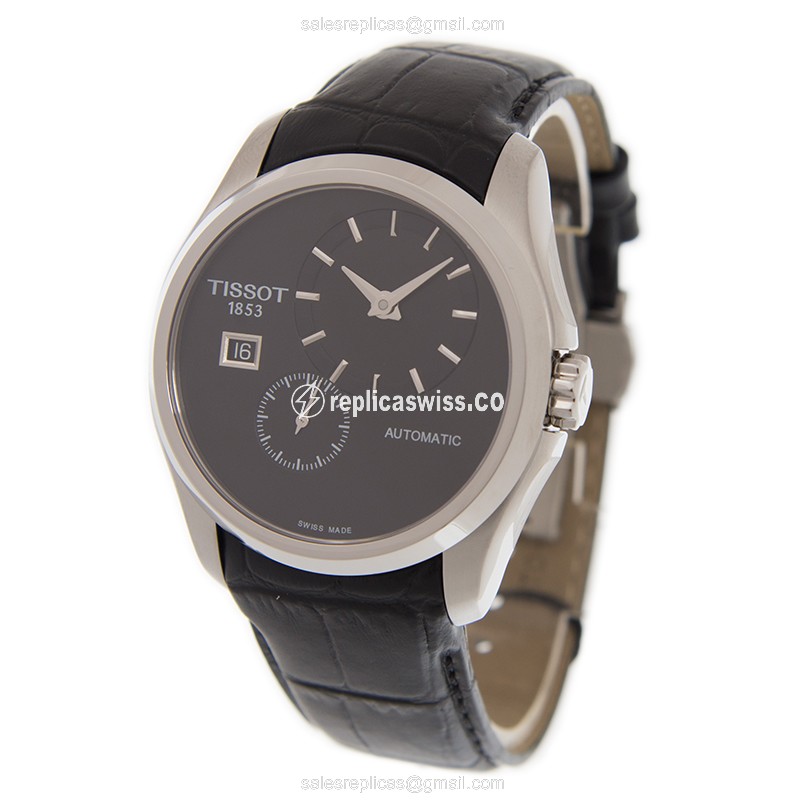 Rolex T-CLASSIC Replica - Automatic - Steel - Black Dial, Leather Strap - Black Clasp - View 3