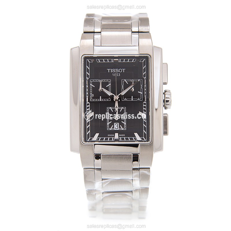 Rolex T-TREND Quartz - Black Dial - Steel Case - Silver Band - Clasp - View 2