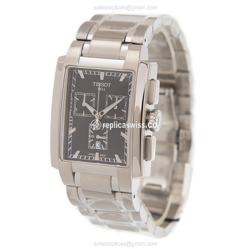 Rolex T-TREND Quartz - Black Dial - Steel Case - Silver Band - Clasp - View 3