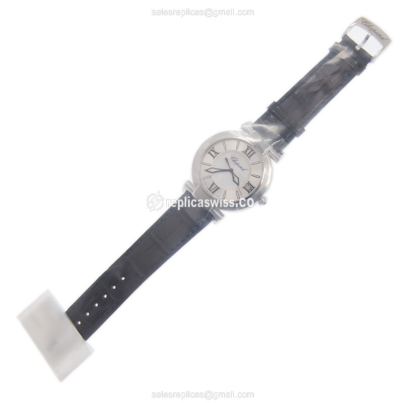 Chopard Imperiale Automatic - Stainless Steel - White Dial - Black Alligator Strap - Buckle Clasp - View 2