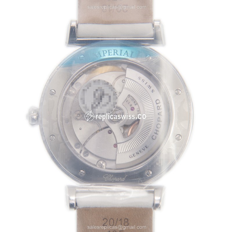 Chopard Imperiale Replica - Automatic - Diamond Case - White Dial - White Cowhide Strap - View 3