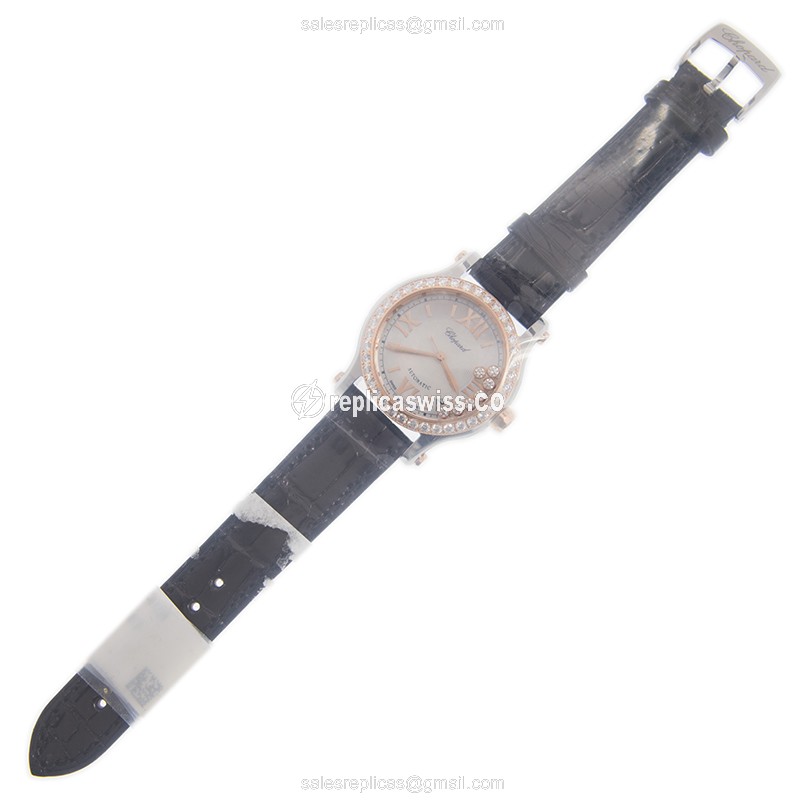 Chopard Happy Sport Replica - Automatic - 18kt Rose Gold - Diamonds - White Dial - View 2