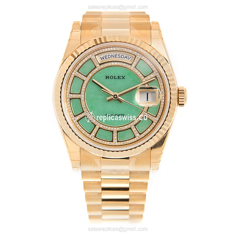 Rolex Day-Date Replica - 18kt Gold Case - Green Dial - Automatic - View 2