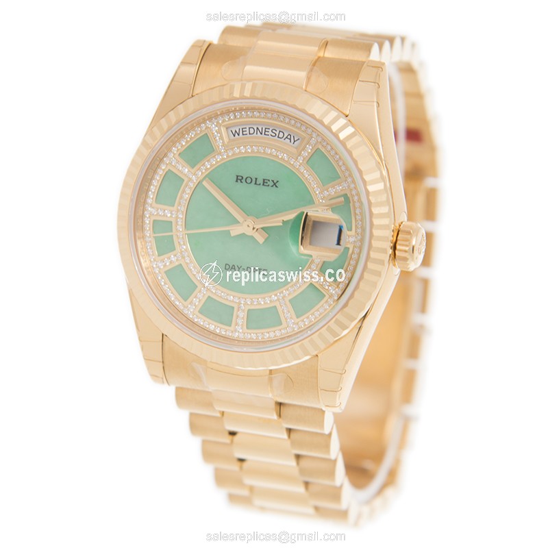 Rolex Day-Date Replica - 18kt Gold Case - Green Dial - Automatic - View 3