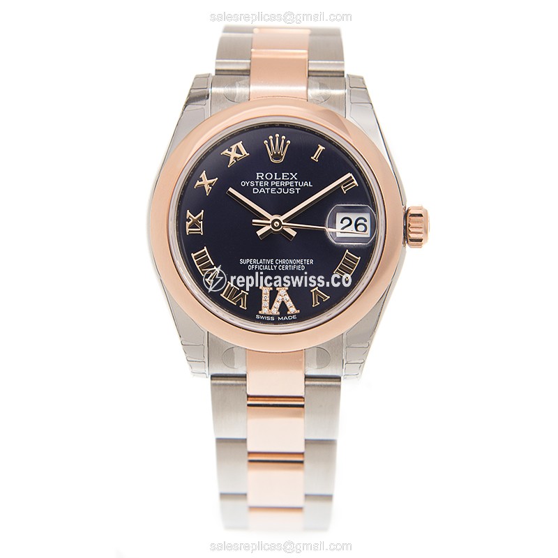 Rolex Datejust Replica - Automatic - 18kt Rose Gold & Steel - Purple Dial - Gold Clasp - View 2