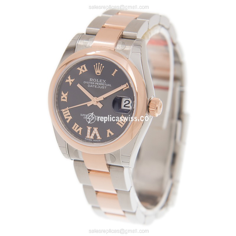 Rolex Datejust Replica - Automatic - 18kt Rose Gold & Steel - Purple Dial - Gold Clasp - View 3
