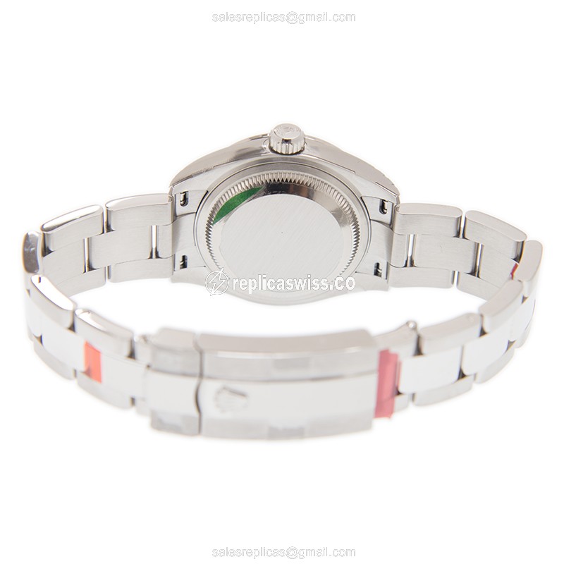 Rolex Lady Datejust Replica - Automatic - White Gold - Pink Dial - Steel Case & Strap - View 4