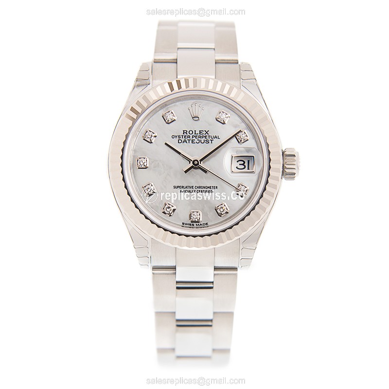 Rolex Datejust Replica - Automatic - 18kt White Gold - Steel Case - View 2
