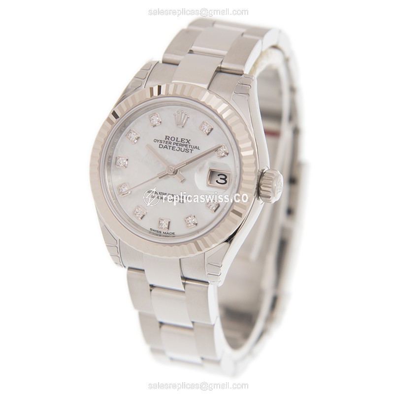 Rolex Datejust Replica - Automatic - 18kt White Gold - Steel Case - View 3