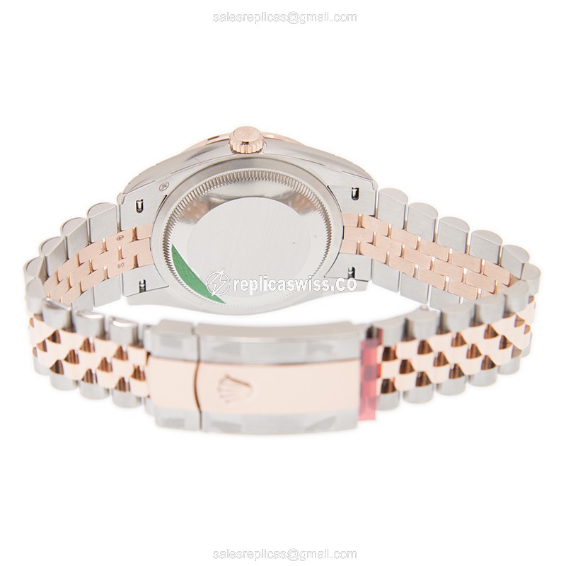 Rolex DATEJUST Replica | Automatic | 18kt Rose Case | Pink Dial | Gold Clasp & Steel Strap - View 4