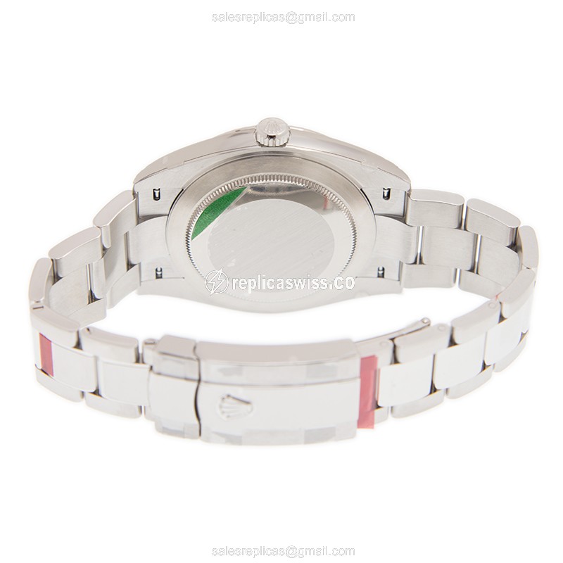 Rolex DATEJUST Replica - Automatic - White Gold & Steel - Blue Dial, Steel Clasp & Silver Strap - View 4