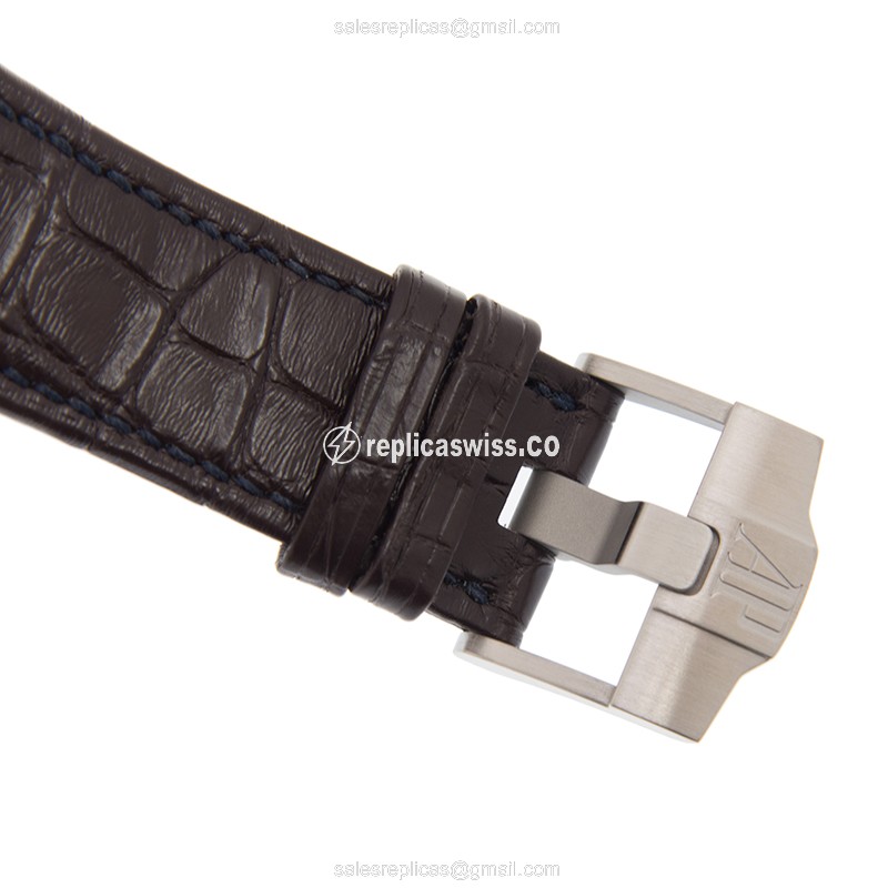 Audemars Piguet Royal Oak Offshore Replica - Automatic - Brown Dial - Steel Case - Brown Alligator Strap - View 4