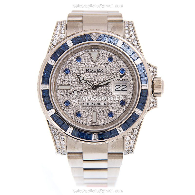 Rolex Submariner Replica - Automatic - 18kt White Gold - Sapphire Case - Silver Dial - View 2