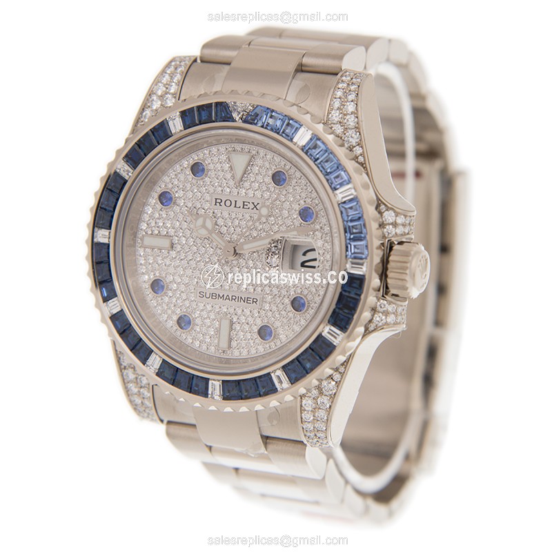 Rolex Submariner Replica - Automatic - 18kt White Gold - Sapphire Case - Silver Dial - View 3