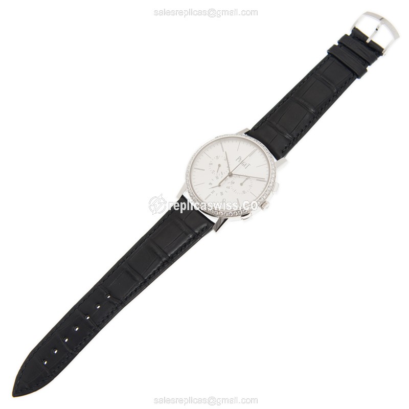 Piaget ALTIPLANO Replica - Manual - 18kt White Gold - Diamond - Silver Dial - Alligator Black Strap - Buckle Clasp - View 2
