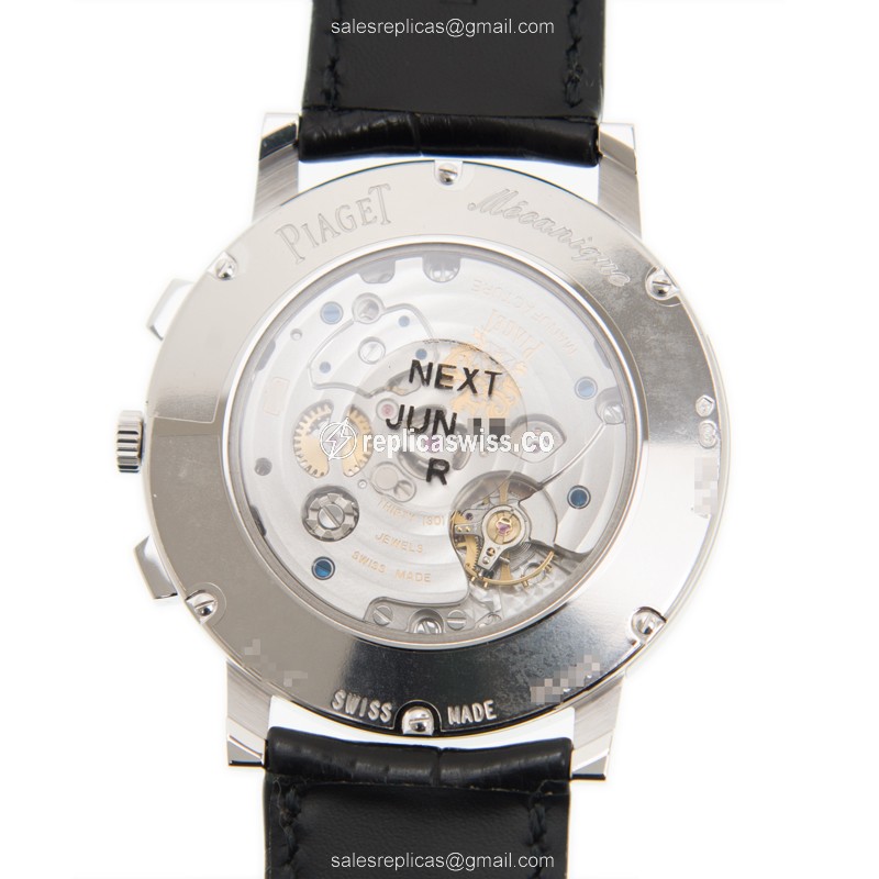 Piaget ALTIPLANO Replica - Manual - 18kt White Gold - Diamond - Silver Dial - Alligator Black Strap - Buckle Clasp - View 3
