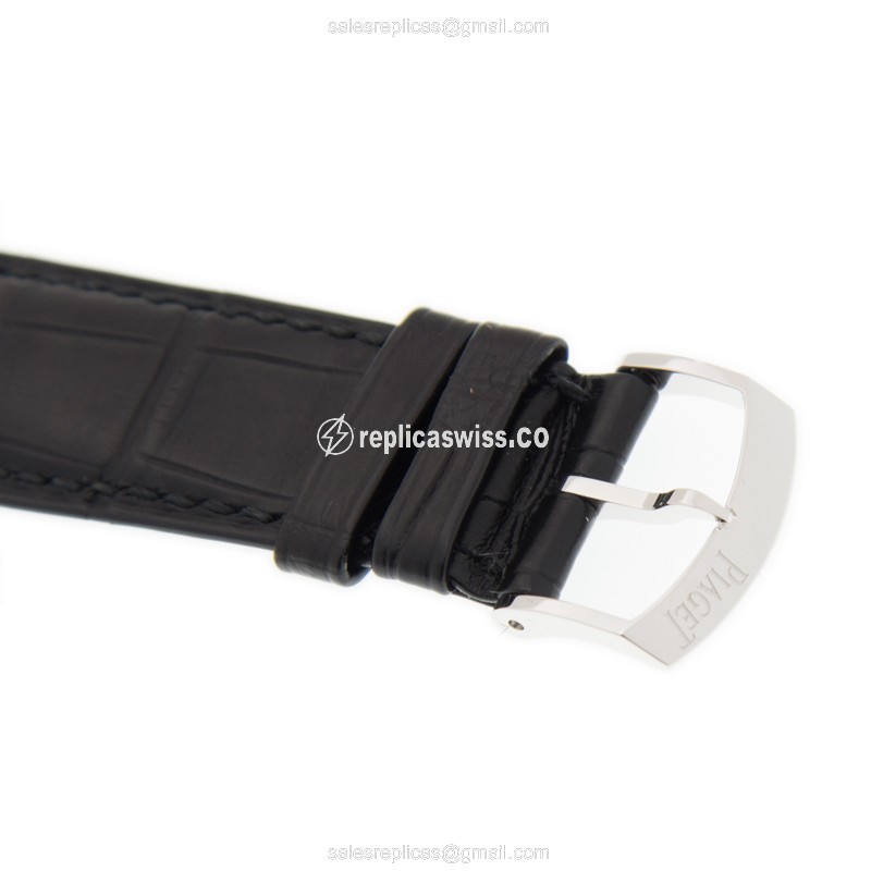 Piaget ALTIPLANO Replica - Manual - 18kt White Gold - Diamond - Silver Dial - Alligator Black Strap - Buckle Clasp - View 4