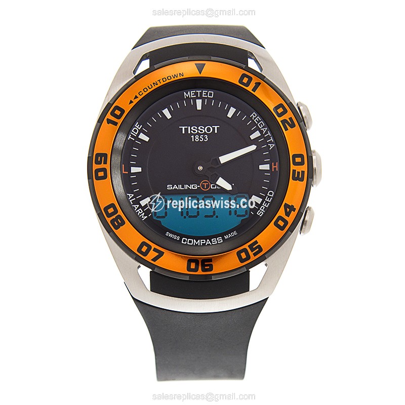 Tissot T056.420.27.051.02 Replica - Quartz - Black Dial - Rubber Strap - Clasp - View 2
