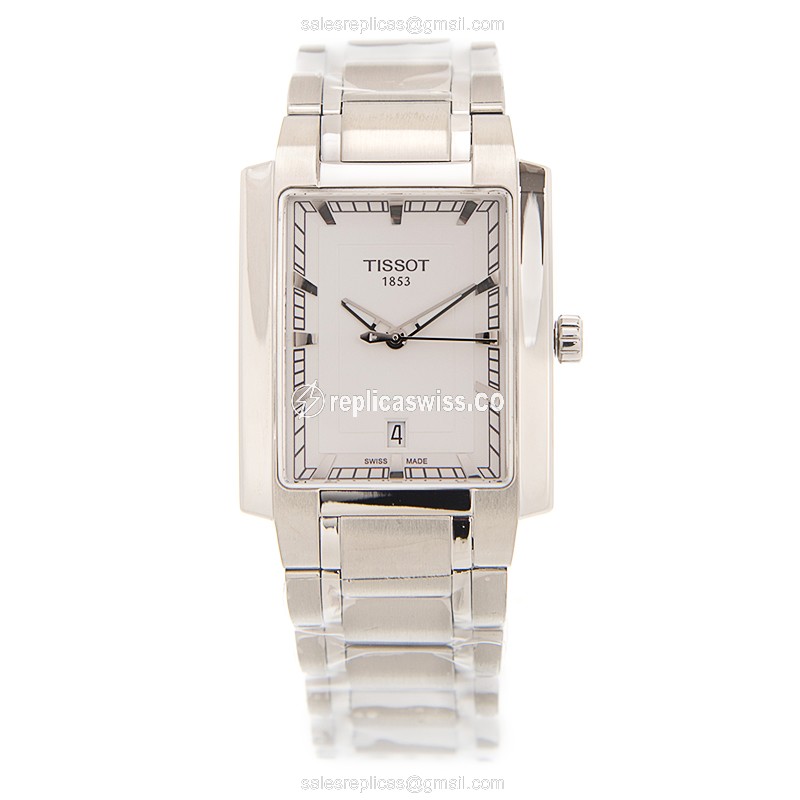 Rolex T-TREND Quartz Replica - Steel Case - White Dial - Silver Steel Strap - View 2