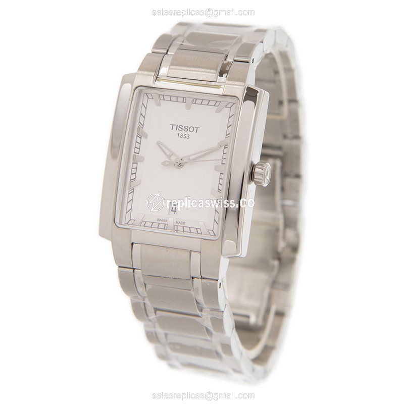 Rolex T-TREND Quartz Replica - Steel Case - White Dial - Silver Steel Strap - View 3