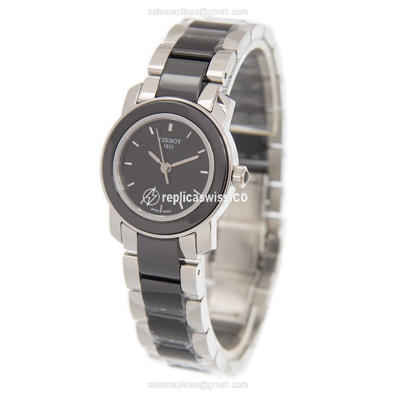 Tissot T-LADY Replica - Quartz - Steel Case - Black - Steel Black Strap - View 3