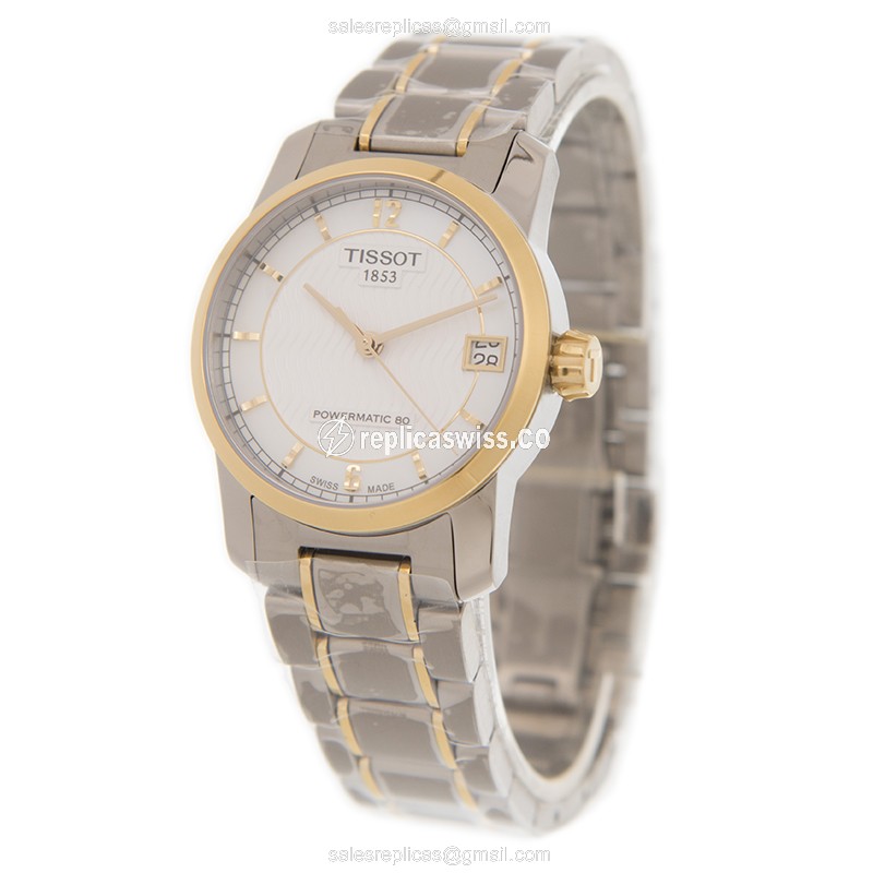 Automatic Tissot T-CLASSIC - Gold-Plated/Steel - White Dial - Gold PVD Strap - View 3