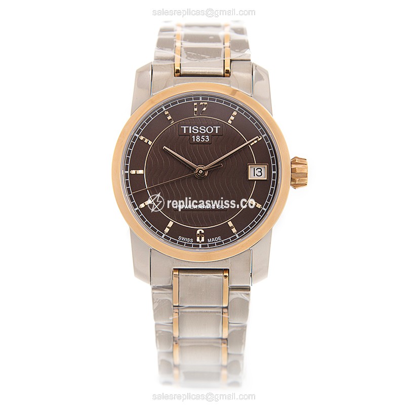 Tissot T087.207.55.297.00 Replica - Automatic - 18kt Rose Gold - Brown Dial - Silver Strap - View 2