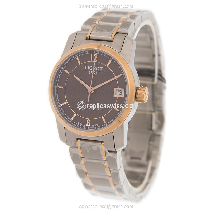 Tissot T087.207.55.297.00 Replica - Automatic - 18kt Rose Gold - Brown Dial - Silver Strap - View 3