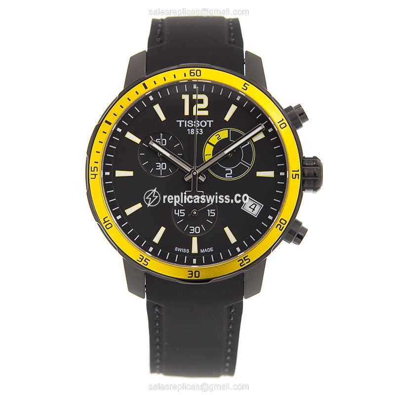 Tissot T-SPORT Quartz Steel - Black Dial - Rubber Black Clasp - View 2