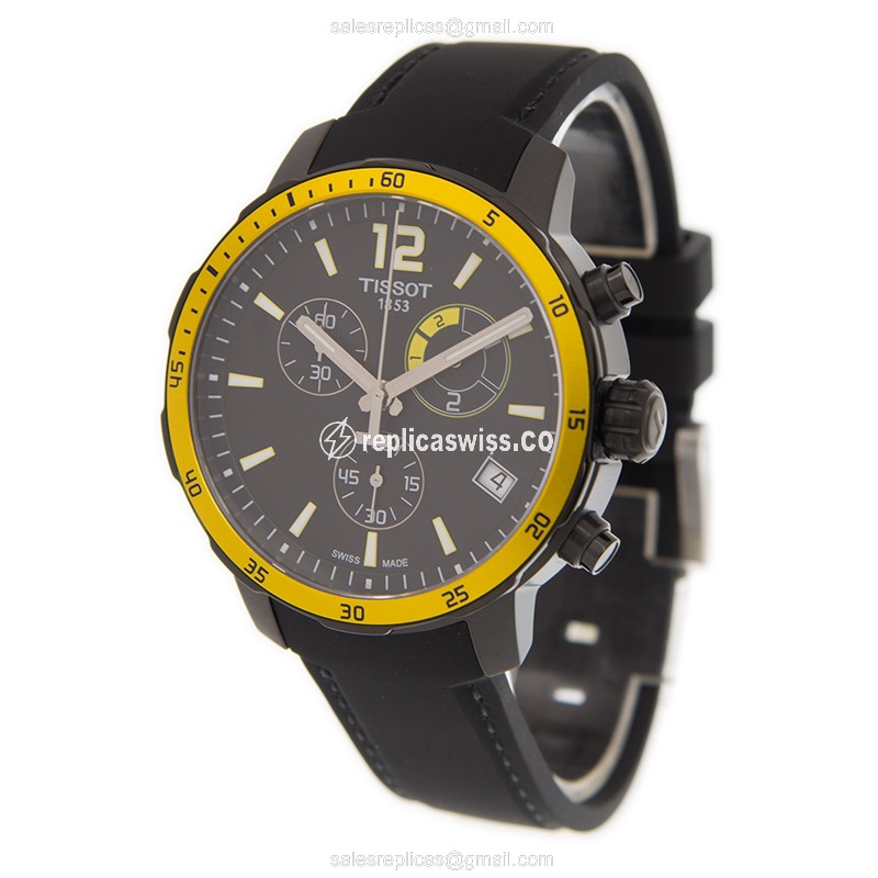 Tissot T-SPORT Quartz Steel - Black Dial - Rubber Black Clasp - View 3