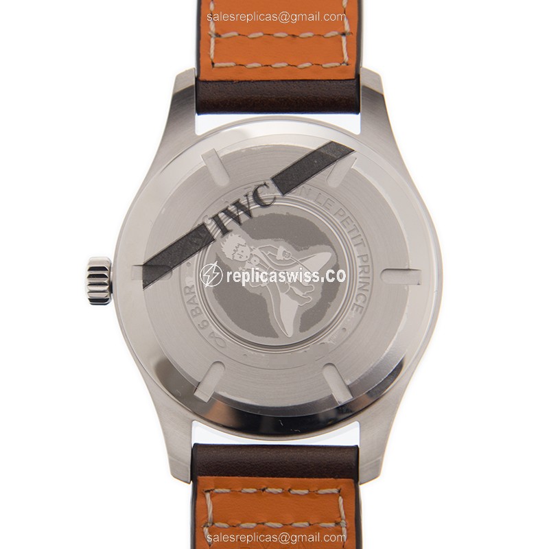 IWC PILOTS Replica - Automatic - Steel Case - Blue Dial - Brown Cowhide - Buckle Clasp - View 3