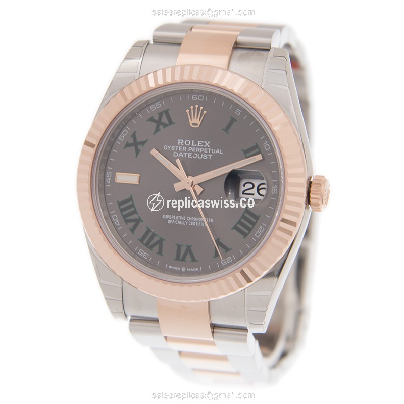 Rolex DATEJUST Replica - 18kt Rose Gold & Steel - Automatic - Dark Grey Dial - View 3