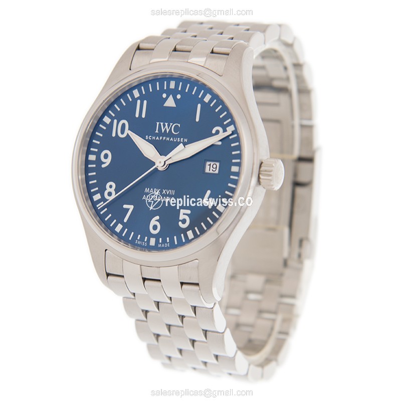 IWC PILOTS Replica - Automatic - Blue Dial - Steel Case & Band - View 3