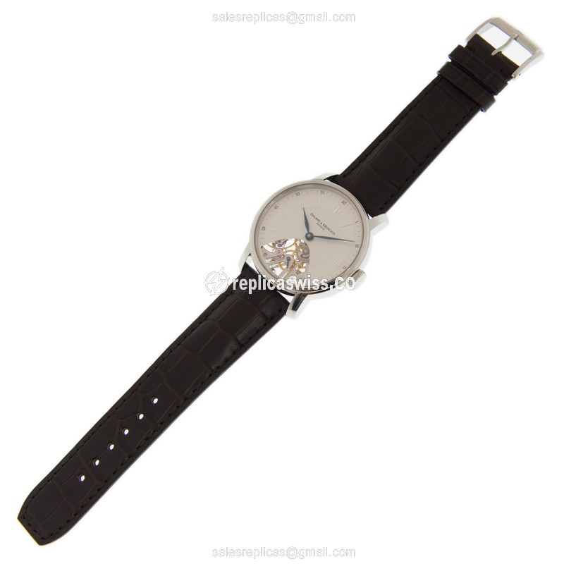 Baume & Mercier CLASSIMA Manual - Stainless Steel - White Dial - Brown Alligator Buckle - View 2
