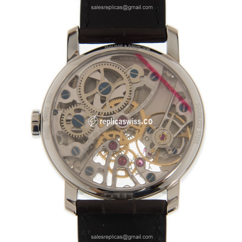 Baume & Mercier CLASSIMA Manual - Stainless Steel - White Dial - Brown Alligator Buckle - View 3