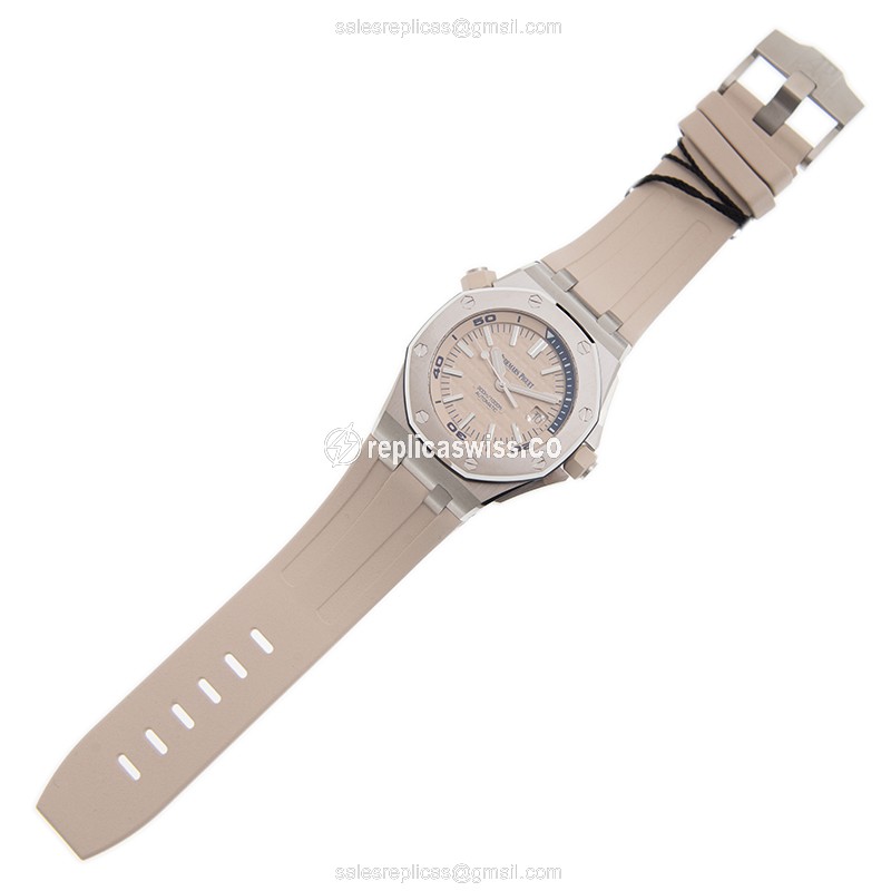 Rolex ROYAL OAK OFFSHORE Replica - Automatic - Steel - Beige Dial & Strap - View 2