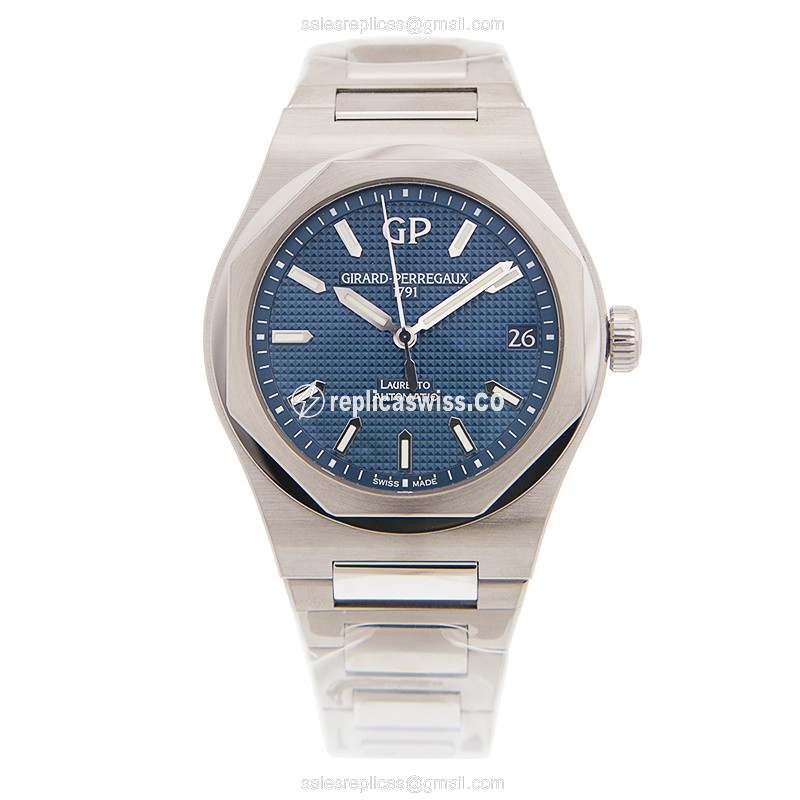 Girard Perregaux Laureato Replica - Automatic - Blue Dial - Steel Case - Silver Strap - View 2