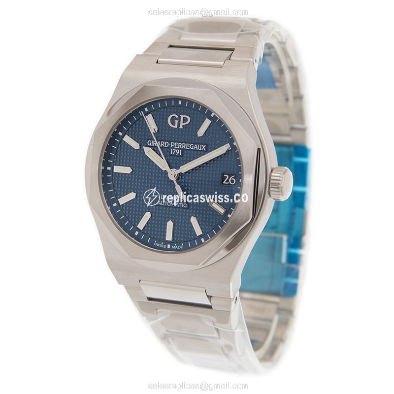 Girard Perregaux Laureato Replica - Automatic - Blue Dial - Steel Case - Silver Strap - View 3