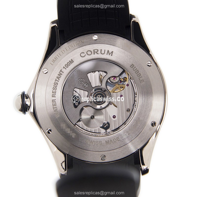 Corum Bubble Replica - Automatic - Titanium Case - Blue Dial - Black Rubber Strap - View 3