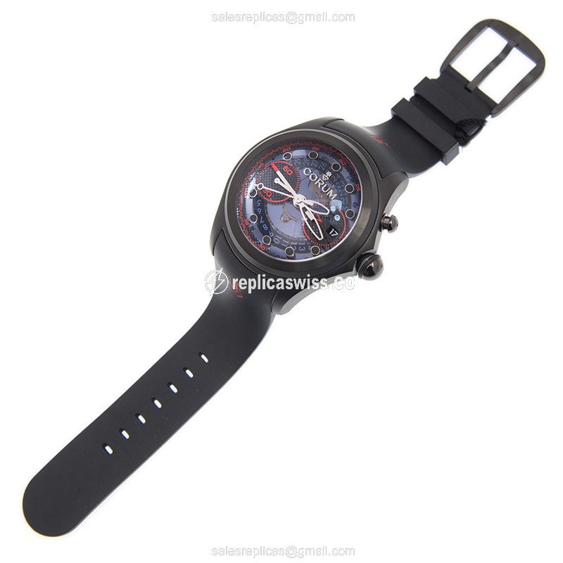 Corum Bubble Replica - Automatic - Titanium Case - Blue Dial - Black Rubber Strap - View 2