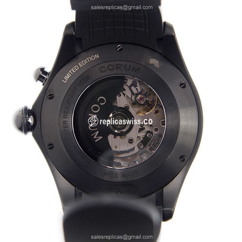 Corum Bubble Replica - Automatic - Titanium Case - Blue Dial - Black Rubber Strap - View 3