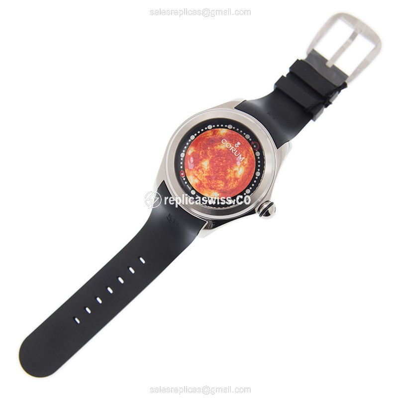 Corum Bubble Replica - Automatic - Titanium Case - Orange Dial - Black Rubber Strap - View 2