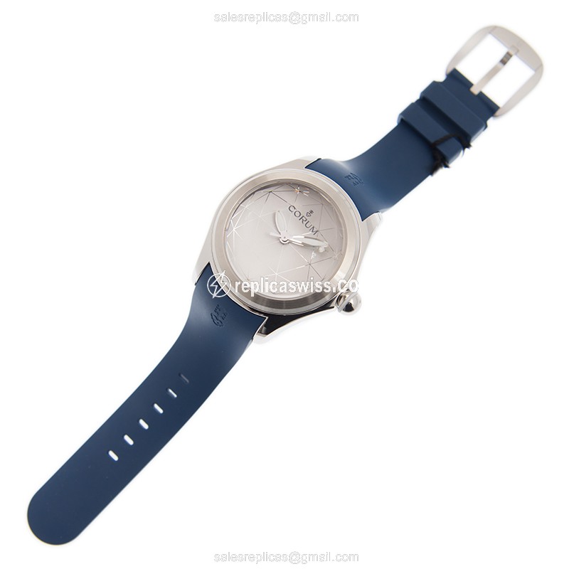 Corum Bubble Replica - Automatic - White Dial - Blue Rubber Strap - Buckle Clasp - View 2