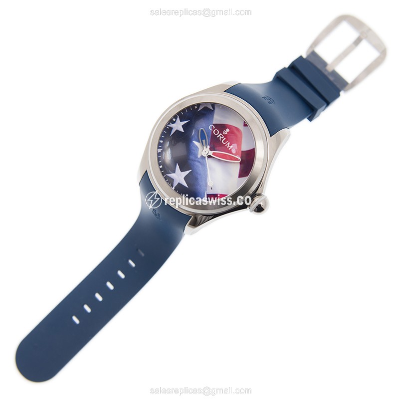 Corum Bubble Replica - Automatic - Titanium Case - Blue Dial - Rubber Blue Strap - View 2